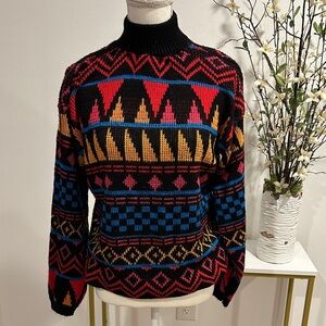 Vintage Colorful Geometric Pattern Sweater